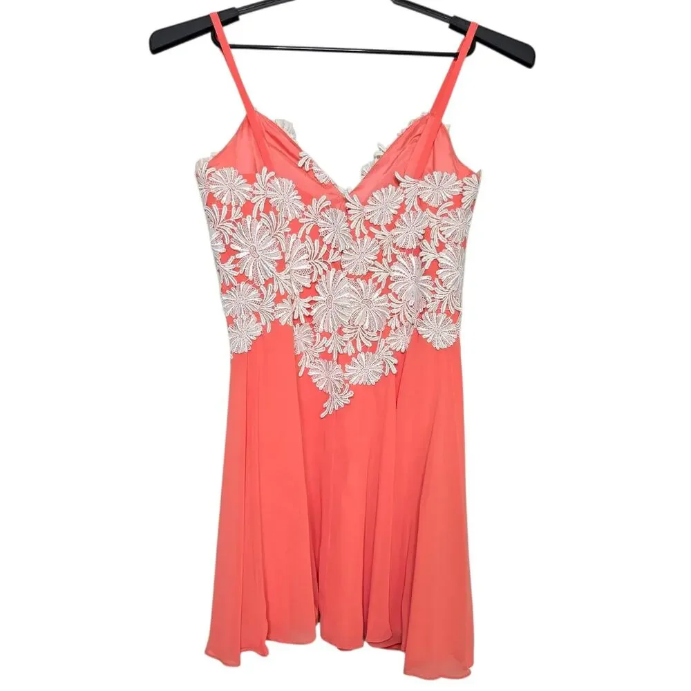Vintage Alyce Designs Mini Dress Size 10 Orange White Flirty Twirl Floral
